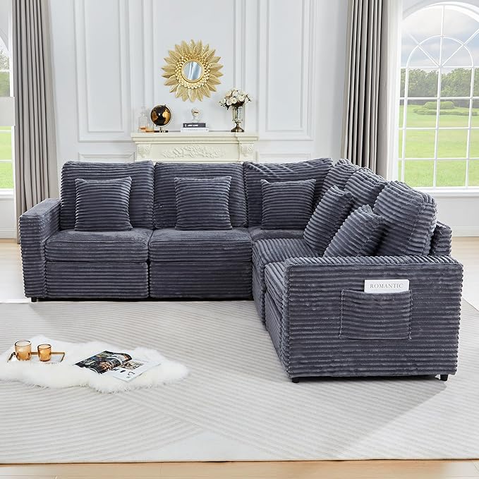 Modern Middle Armless Sofa Seat Set of 2 for Modular Sectional Couch for Living Room-Blue Grey