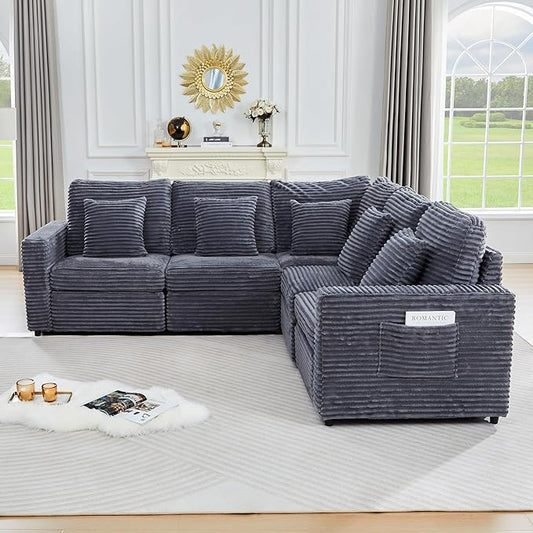 Modern Middle Armless Sofa Seat Set of 2 for Modular Sectional Couch for Living Room-Blue Grey