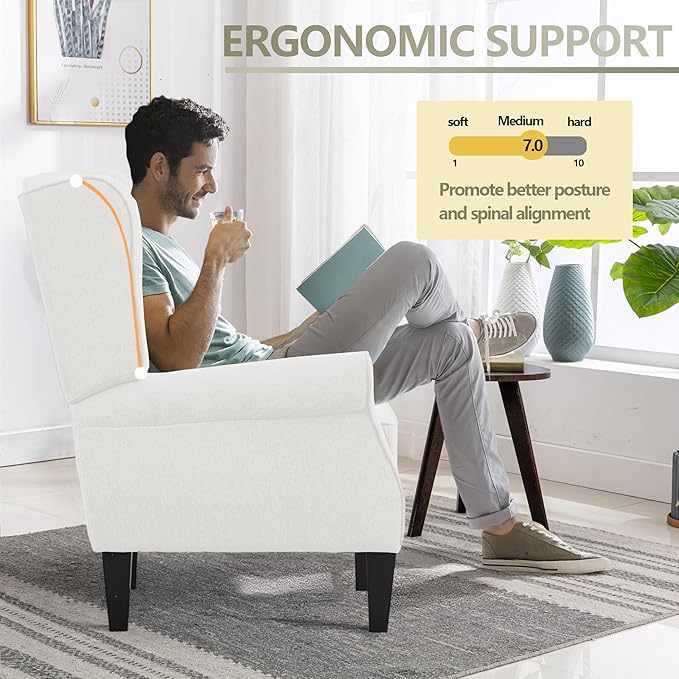 Accent Chair Set of 2, Modern Living Room Chairs with Wingback, Comfy Upholstered High Back Single Sofa for Bedroom, Mid-Century Reading Armchair Sillas para Sala
