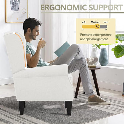 Accent Chair Set of 4, Modern Living Room Chairs with Wingback, Comfy Upholstered High Back Single Sofa for Bedroom, Mid-Century Reading Armchair Sillas para Sala