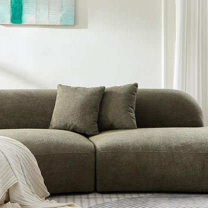 135.4" Oversized Curved Sofa, Modern Minimalist Comfy Sectional Couch, Upholsted Boucle Luxury Sofas Chaise, 6 Seater Modular Couches for Living Room Home Office Apartment(Left Facing,Green)