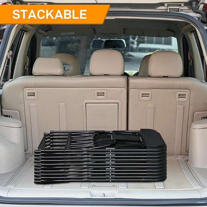 30 Pack Black Plastic Folding Chairs, Portable Party Chairs, Stackable Commercial Seats with Steel Frame for Home Office Wedding Party Indoor Outdoor Events Chairs, 350lbs Capacity