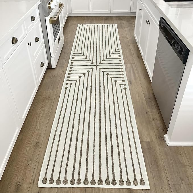 RUGGABLE x Jonathan Adler Machine Washable Modern Area Rug – Inkdrop Camel & Ivory 3x5, Stain-Resistant, Non-Slip – Small Rugs for Living Room, Bedroom, Hallway, Entryway & Office–with Cushioned Pad
