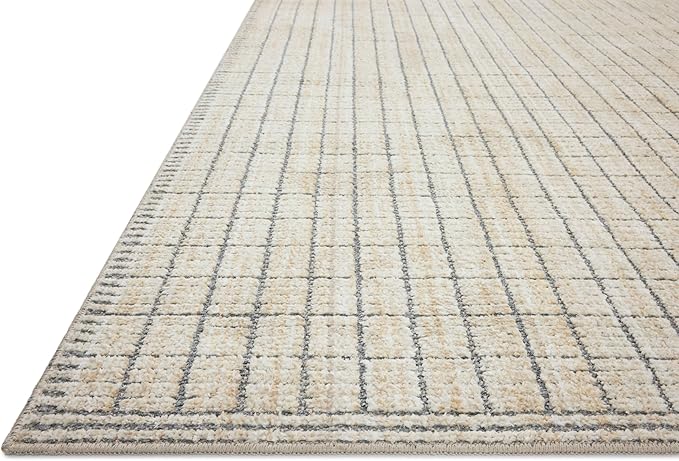 Loloi Amber Lewis Bexley Collection BEX-04 Slate/Natural 6'-6" x 9'-3" Area Rug Neutral, Textured, Living, Bedroom, Dining, Carpet