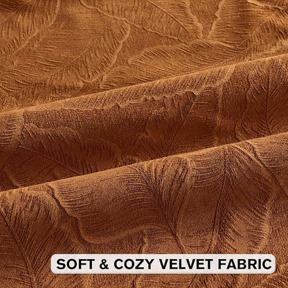 FUTEI Rust Velvet Throw Pillow Covers 20x20 Inch Set of 2,Soft Embossed Leaf-Relief Textured Cushion Cases,Natural Home Decor for Couch Living Room