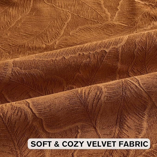 FUTEI Rust Velvet Throw Pillow Covers 16x16 Inch Set of 2,Soft Embossed Leaf-Relief Textured Cushion Cases,Natural Home Decor for Couch Living Room