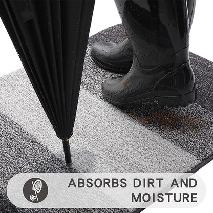 Kitinjoy Indoor Outdoor Door Mat, 32x20 Non-Slip Absorbent Dirt Trapper, Low-Profile Washable Inside Entrance Front Floor Mat, Sturdy Soft Entry Doormats for Entryway, Grey