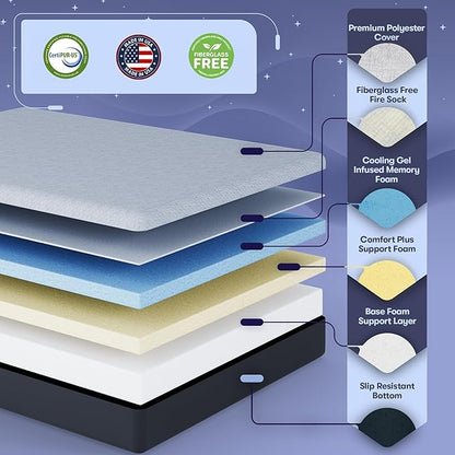 Celestial Sleep Gel Memory Foam Mattress in a Box, Made in The USA, CertiPUR-US® Certified Foam, Oeko-Tex, and Fiberglass-Free Certified Bed, 10 inch Medium - Split King