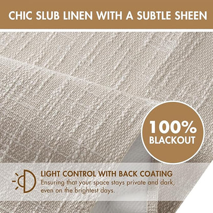 Madison Park Cordless Roman Shades, Total Blackout Window Blind Privacy Window Shades, Thermal Insulated Cordless Window Treatment for Bedroom, Living Room, Quincy, Single Panel 35" W X 64" H Linen