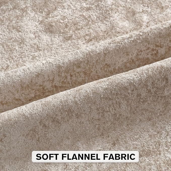 FUTEI Beige Flannel Throw Pillow Covers 26x26 Inch Set of 2,Soft Dimensional Textured Euro Pillow Shams,Modern Home Decor for Couch Living Room