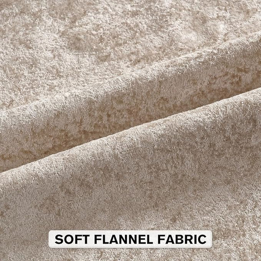 FUTEI Beige Flannel Throw Pillow Covers 26x26 Inch Set of 2,Soft Dimensional Textured Euro Pillow Shams,Modern Home Decor for Couch Living Room