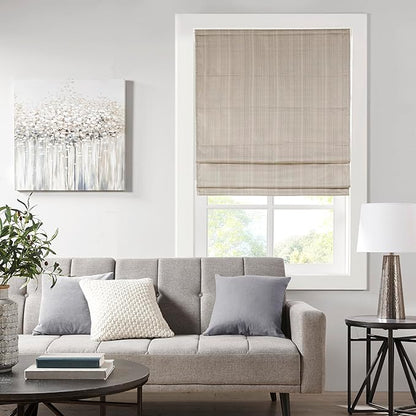 Madison Park Galen Cordless Roman Shade, 29"W x 64"H, Sheen Taupe – Room Darkening, Thermal Insulated, Energy Efficient Window Blind with Subtle Sheen Basketweave Fabric for Privacy