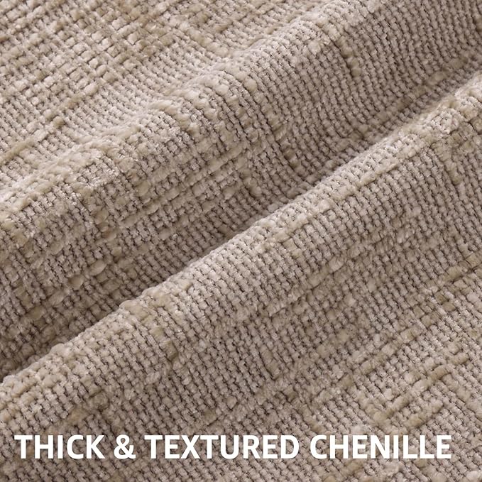 decorUhome Oatmeal Chenille Throw Pillow Covers 22x22 Set of 2 Thick Textured Slubby Couch Pillow Covers Farmhouse Accent Modern Neutral Decorative Pillow Cases for Bed Sofa Living Room