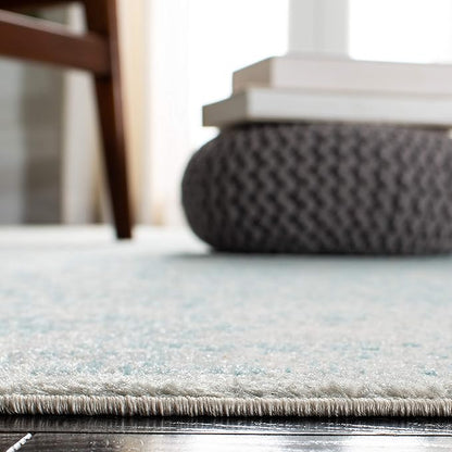 SAFAVIEH Evoke Collection Runner Rug - 2'2" x 9', Ivory & Aqua, Distressed Design, Non-Shedding & Easy to Clean, Ideal for Foyer, Bedroom, Kitchen, Hallway (EVK256J)