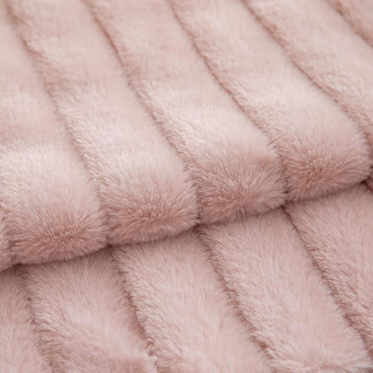 Pack of 2 Faux Fur Throw Pillow Covers 24x24 Inch Striped Decorative Soft Plush Couch Pillow Case Home Decor for Bed, Sofa, Living Room Pink