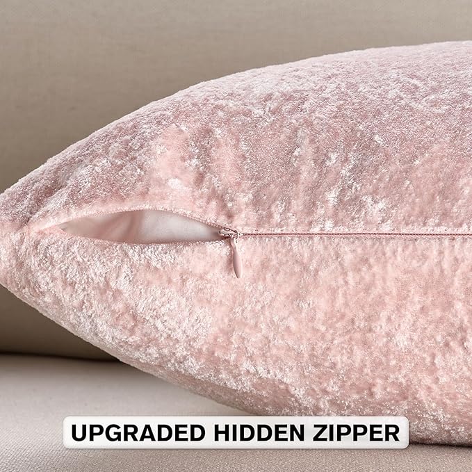 FUTEI Pink Flannel Throw Pillow Covers 12x20 Inch Set of 2,Soft Dimensional Textured Lumbar Pillow Cases,Modern Home Decor for Couch Living Room