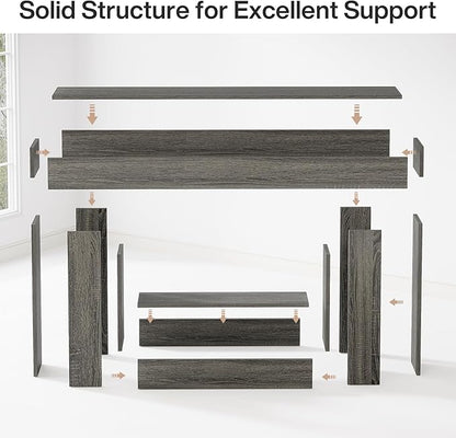 Tribesigns 63" Console Table, Farmhouse 2-Tier Entryway Table with U-Shaped Base, Narrow Long Wood Sofa Table Behind Couch Table for Living Room, Hallway, Foyer, Dark Gray