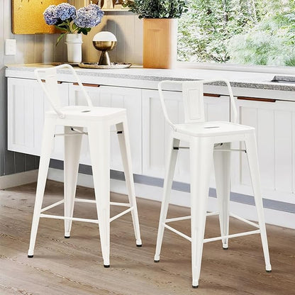 HAOBO Home Metal Bar Stools Set of 2 Low Back Counter Height Barstools 30" Industrial Barstool Patio Stool Metal Kitchen Stools Bar Chairs for Indoor Outdoor