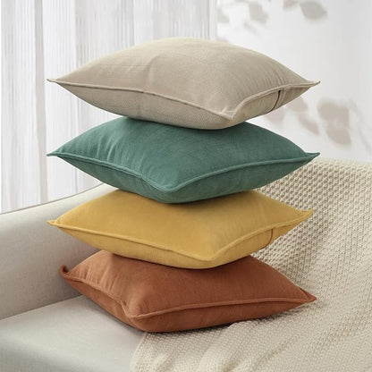 ZWJD Throw Pillow Covers 18x18 Set of 4 Chenille Pillow Covers with Elegant Design Soft and Luxurious Decorative Throw Pillows for Couch, Bed, and Home Decor