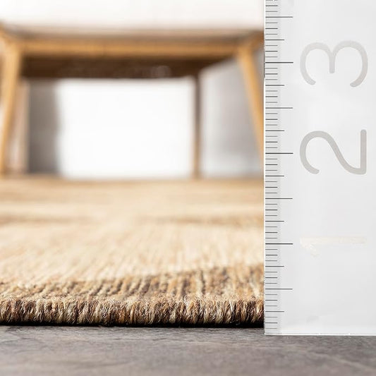 Nuloom Outdoor Performance Collection Sabina Brown/Ivory, 8' Square, Soft and Cozy, High Traffic, Stain Resistant, Easy Clean, Durable Area Rug for Indoor/Outdoor Patio, Deck, Porch, Garden, Courtyard