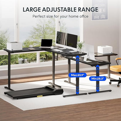 FLEXISPOT L Shaped Standing Desk, 71 x 63 Inch Electric Height Adjustable Corner Desk, Sit Stand Computer Workstation, Preset Controller, Home Office, Black Frame with Black Top, Black Drawer