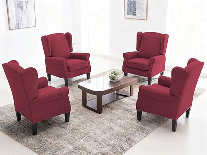 Accent Chair for Living Room Set of 2, High Back Reading Armchairs with Removable Seat Cushion, Mid-Century Single Couch in Fabric, Modern Ergonomic Wingback Chair for Bedroom,Club, Balcony