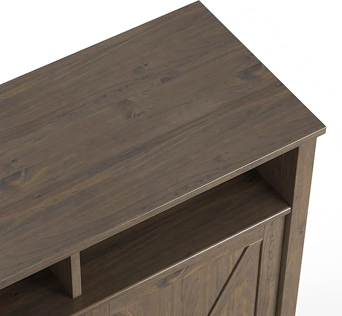 SIMPLIHOME Ela Solid Wood 39 inch Wide Transitional Medium Storage Cabinet in Smoky Brown for The Living Room, Entryway and Family Room