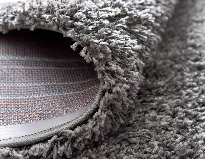 Unique Loom Solid Shag Collection Area Rug (2' 6" x 19' 8" Runner, Graphite Gray)