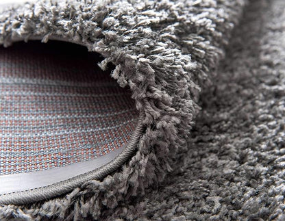 Unique Loom Solid Shag Collection Area Rug (8' Round Graphite Gray)