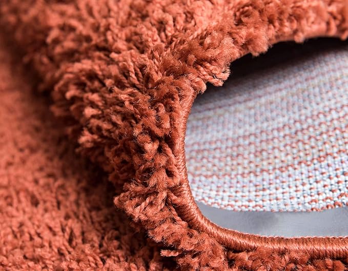 Unique Loom Solid Shag Collection Area Rug (2' 6" x 19' 8" Runner, Terracotta)