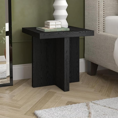 Henn&Hart 22" Wide Square Side Table in Black Grain, for Home, Living Room, Bedroom, Entertainment Room, Office