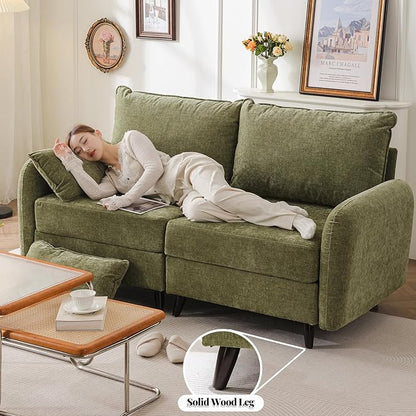 73'' Loveseat Sofa with All Seats Storage, Modular Sectional Couch with Movable Ottoman,Oversized Comfy Couch with 7.8'' Cushion,24.5'' Deep Seat,for Living Room,Bedroom,Velet,Green