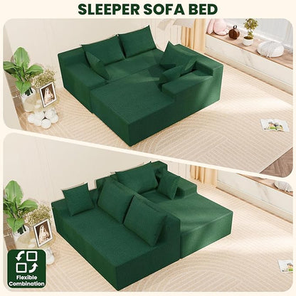LEVELEVE 107" Cloud Sectional Couch with Deep Seat，Modern Modular Sofa with L-Shape Chaise，No Assembly Required, Upholstered Couches for Living Room Bedroom(Green,Right Facing Chaise)