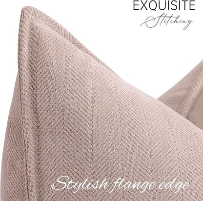 ZWJD Dusty Pink Pillow Covers 16x16 Set of 2 Chenille Throw Pillow Covers with Elegant Design Soft and Luxurious Decorative Throw Pillows for Couch, Bed, and Home Decor