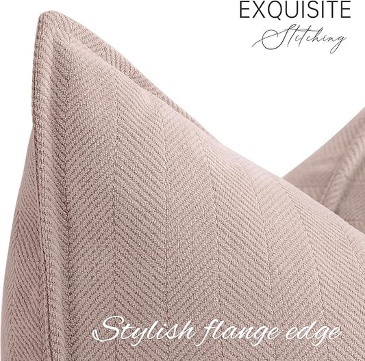 ZWJD Dusty Pink Pillow Covers 22x22 Set of 2 Chenille Throw Pillow Covers with Elegant Design Soft and Luxurious Decorative Throw Pillows for Couch, Bed, and Home Decor