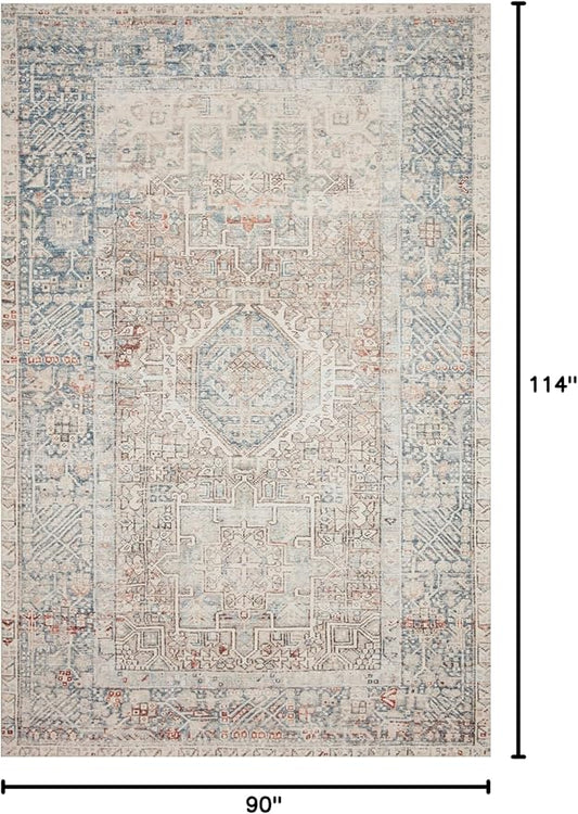 Loloi Chris Loves Julia Jules Collection JUL-07 Natural/Ocean 7'-6'' x 9'-6'', .13" Pile Height, Area Rug