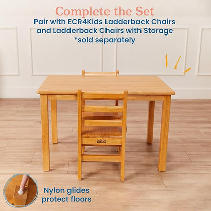 ECR4Kids 24in x 36in Rectangular Hardwood Table with 22in Legs, Kids Furniture, Honey