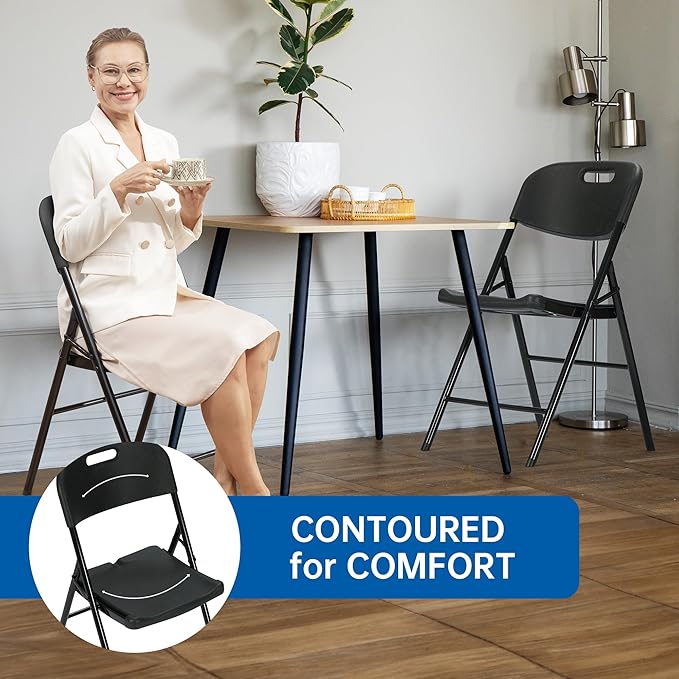 6 Pack Thicker 800 LBS Black Folding Chairs, Commercial Grade Folding Chair, Foldable Chairs for Events