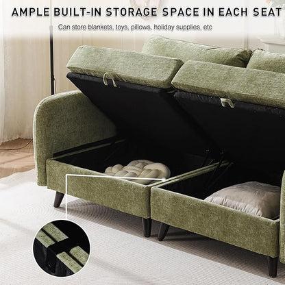 135'' Modular Sectional Sofa with All Seats Storage,Oversized 4-Seater Comfy Cloud Couches with Deep Seat,Big Couch for Living Room,Bedroom,Velet,Green