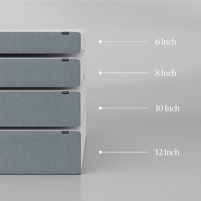 LIFEMENT Basic Queen Graphite Infused Memory Foam Mattress in a Box | Medium Firm Bed, Fiberglass Free, CertiPUR-US & Oeko-TEX Certified Foam, Cooling Pressure Relief Comfort, 6 Inch