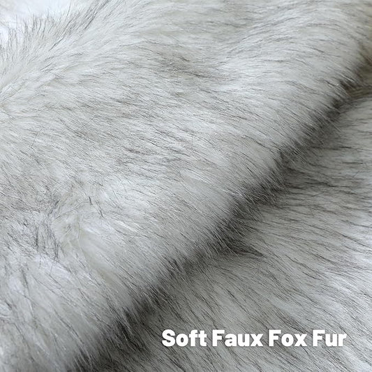 FUTEI Black White Decorative Throw Pillow Covers 22x22 Inch Set of 2,Soft Fluffy Faux Fox Fur Textured Cushion Case,Modern Home Decor for Couch Living Room