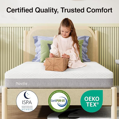 Novilla Twin Mattress 6 Inch, Gel Twin Memory Foam Mattressess in a Box for Supportive & Pressure Relief & Cooling Night Sleep, CertiPUR-US Certified