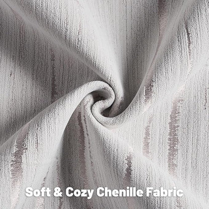 FUTEI Grey Chenille Decorative Throw Pillow Covers 26x26 Inch Set of 2,Soft Embossed Striped Textured Euro Pillow Shams,Modern Home Decor for Couch Bed Living Room