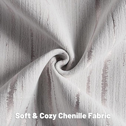 FUTEI Grey Chenille Decorative Throw Pillow Covers 16x16 Inch Set of 2,Soft Embossed Striped Textured Cushion Case,Modern Home Decor for Couch Bed Living Room