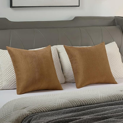 FUTEI Rust Chenille Throw Pillow Covers 26x26 Inch Set of 2,Soft Wide Chevron Textured Euro Pillow Shams,Farmhouse Home Decor for Couch Bed Living Room