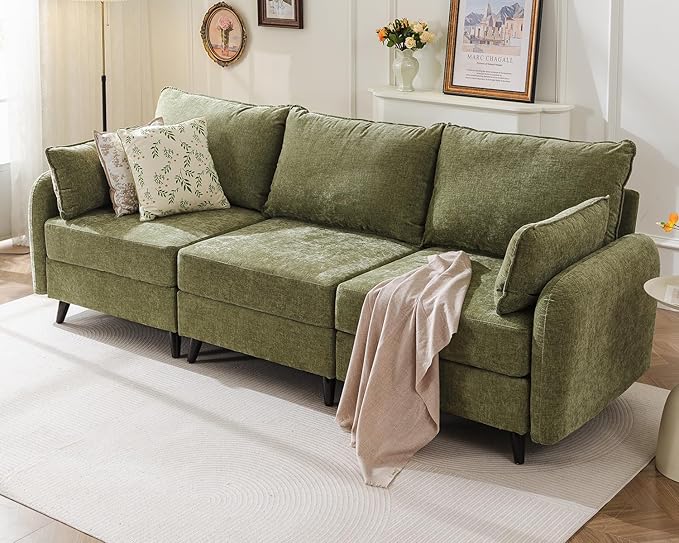 104'' Modular Sectional Sofa with All Seats Storage,Oversized 3-Seater Comfy Cloud Couches with Deep Seat,Big Couch for Living Room,Bedroom,Velet,Green