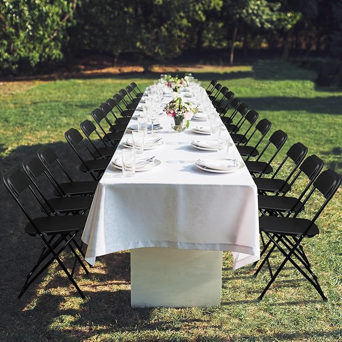 60 Pack Black Plastic Folding Chairs, Portable Party Chairs, Stackable Commercial Seats with Steel Frame for Home Office Wedding Party Indoor Outdoor Events Chairs, 350lbs Capacity