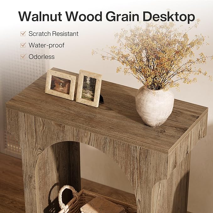 Tribesigns Wood End Table Set of 2, Side Table with Storage Space for Living Room, Narrow Nightstand for Bedroom, Gray