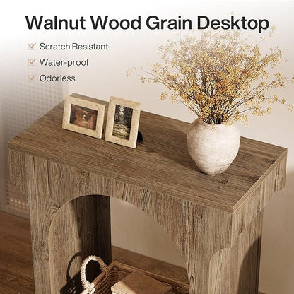 Tribesigns Wood End Table Set of 2, Side Table with Storage Space for Living Room, Narrow Nightstand for Bedroom, Gray