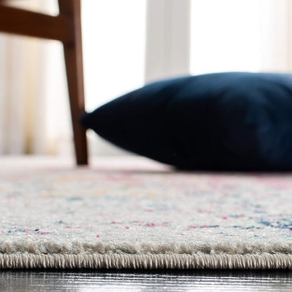 SAFAVIEH Evoke Collection Runner Rug - 2'2" x 7', Ivory & Fuchsia, Distressed Design, Non-Shedding & Easy to Clean, Ideal for Foyer, Bedroom, Kitchen, Hallway (EVK256Q)